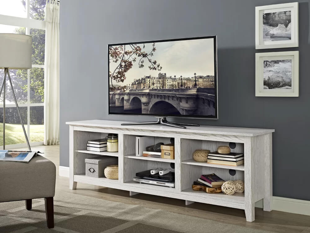 White Oak TV Stand Inhabitr Furniture Rental Inhabitr