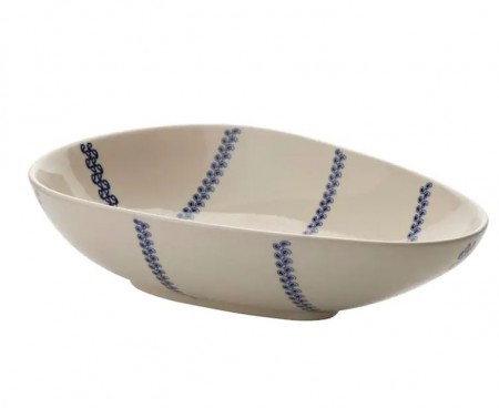 White and Blue Strip Decor Bowl 1