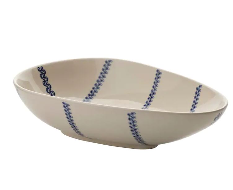 White and Blue Strip Decor Bowl 1